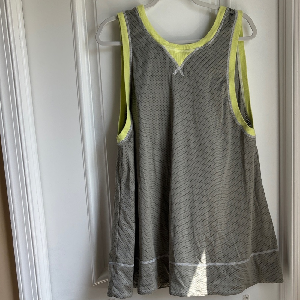 FP Movement by Free People Gray Mesh Romper with Neon Yellow Trim Accents